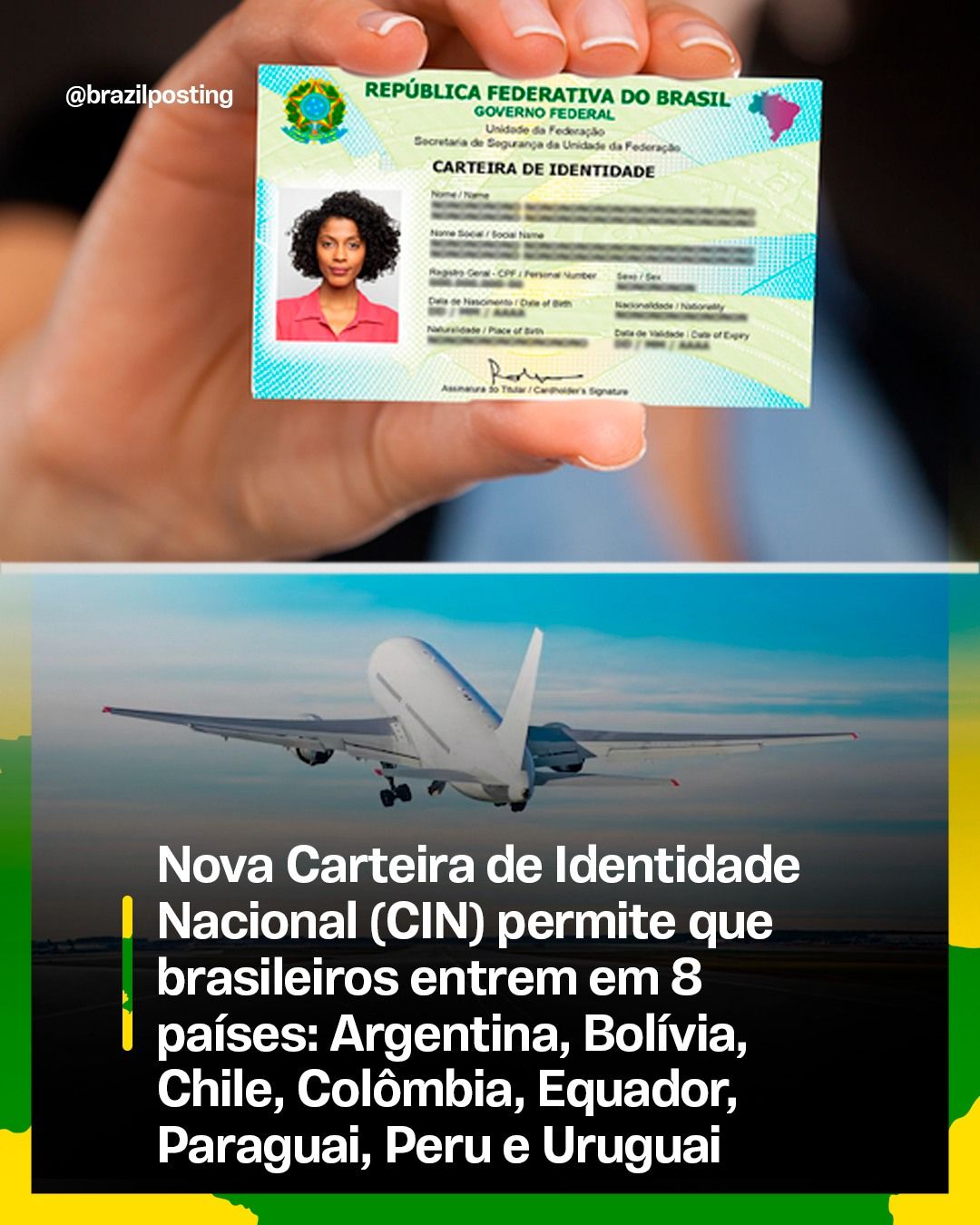 Nova Carteira de Identidade Nacional vira documento de viagem em 8 países da América do Sul a partir de agosto de 2026
