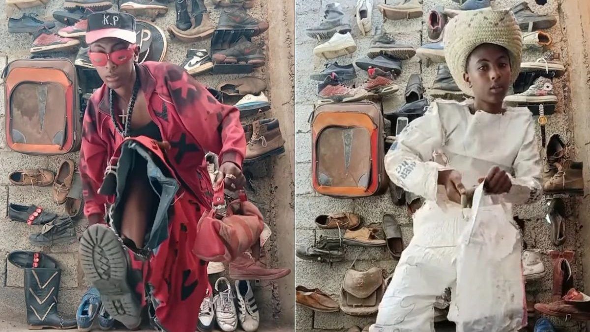 Estética do luxo com materiais do lixo: quem é Kalu Putik, africano de 15 anos que viralizou com 'looks de sucata' e ignora Prada e Gucci