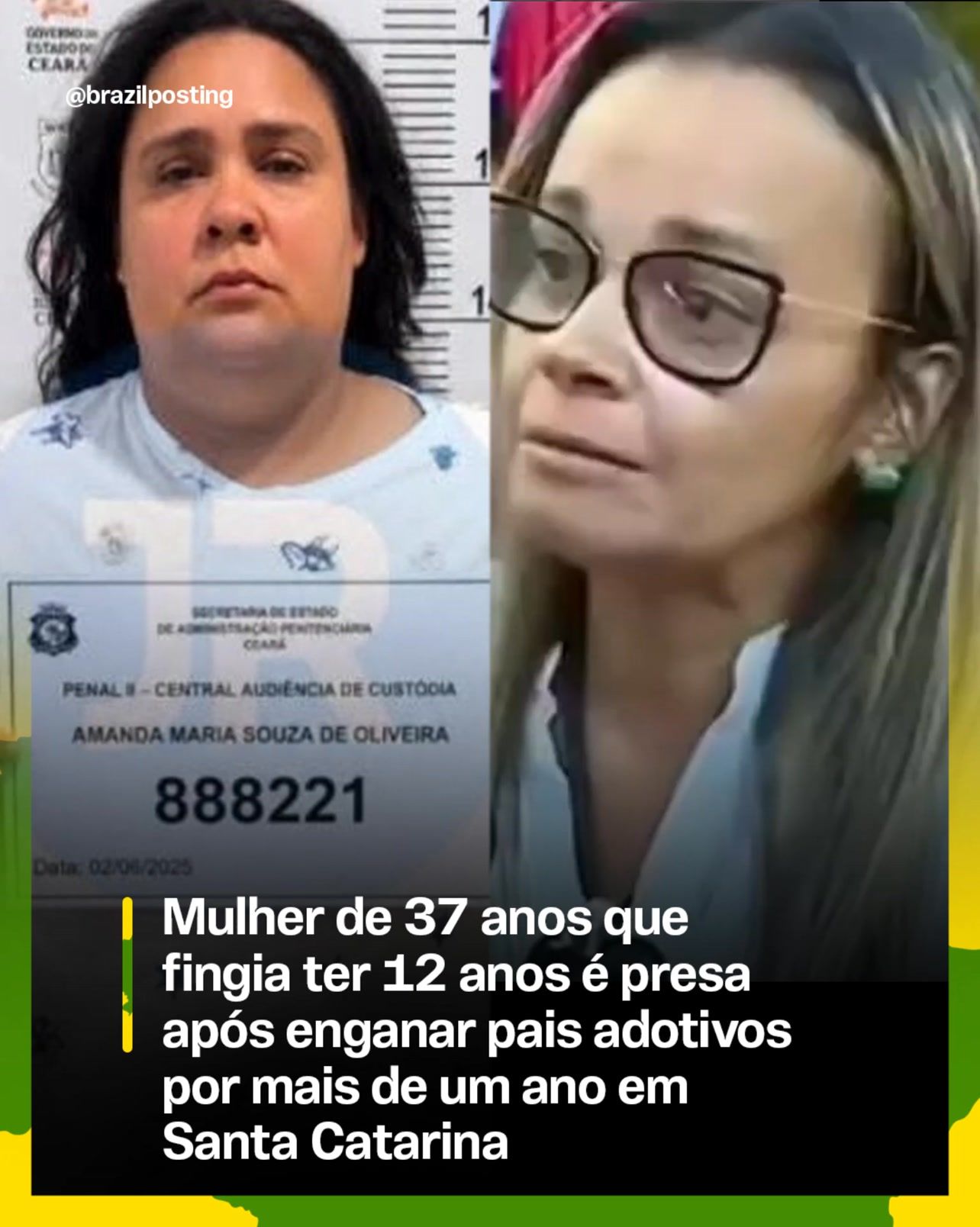 Amanda, 37 anos, é presa em Joinville após viver 14 meses como criança de 12 com família adotiva em SC