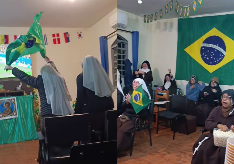 Vídeo de freiras comemorando gol do Brasil na Copa do Mundo viraliza nas redes