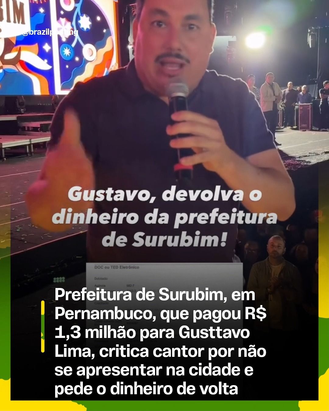 Show de Gusttavo Lima cancelado em Surubim: prefeitura pernambucana cobra devolução de R$ 1,3 milhão após segunda falta do cantor