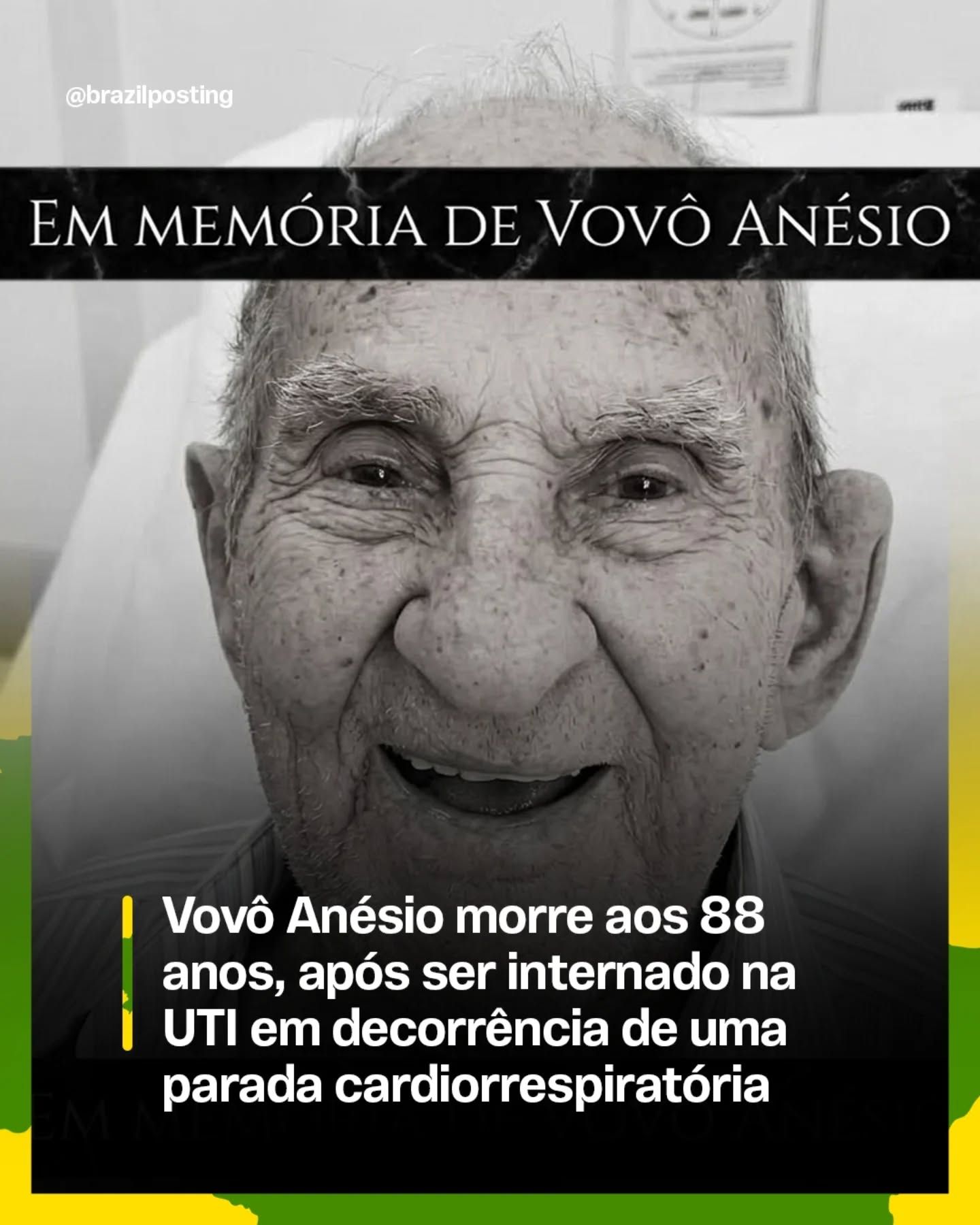 Vovô Anésio, dupla viral com o neto Caio Fiori, morre aos 88 anos após parada cardiorrespiratória