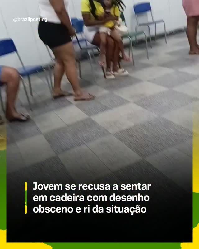 Cadeira com desenho obsceno viraliza por reação cômica em grupo