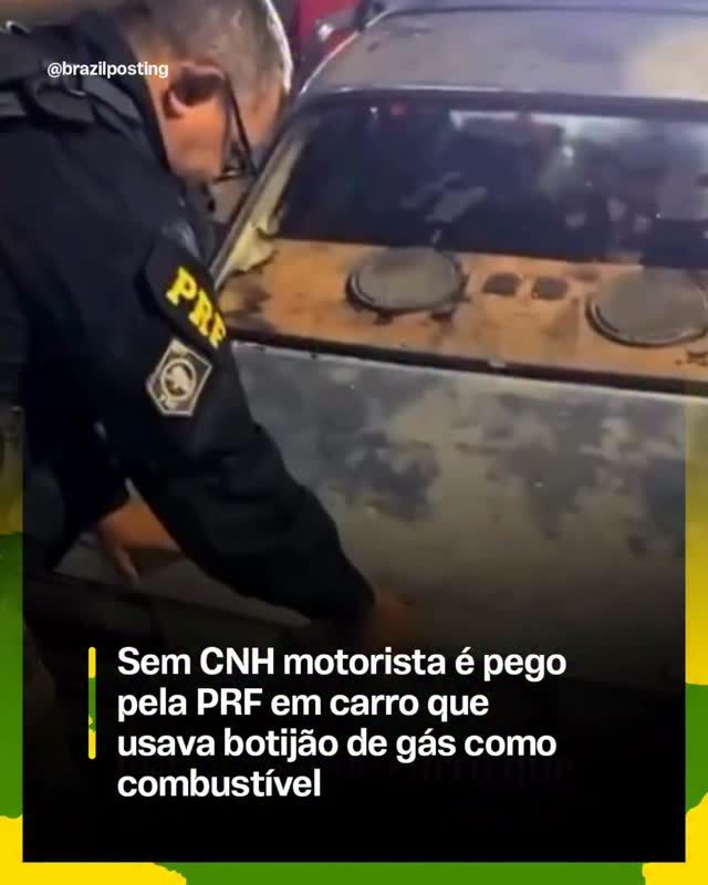 Motorista pego pela PRF usando botijão de gás como combustível em carro adaptado