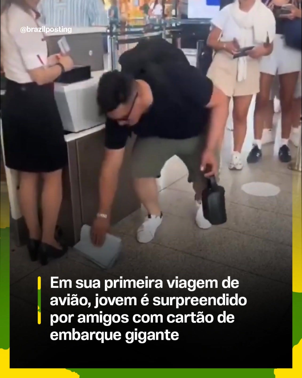 Cartão de embarque do tamanho de uma porta: a pegadinha de aeroporto que viralizou de Bergamo a Buenos Aires