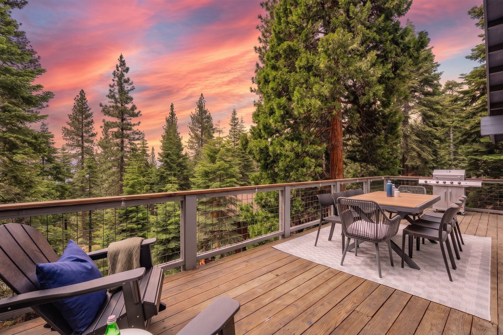 Sunset dinner on the deck at Starfall Lodge