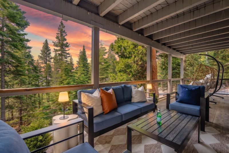 Sunset from the covered deck at Starfall Lodge