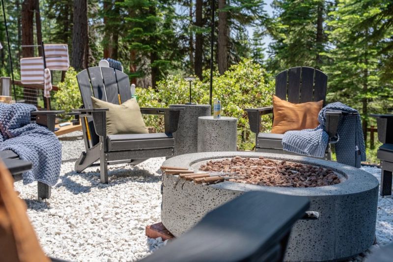 Fire pit with Adirondack chairs