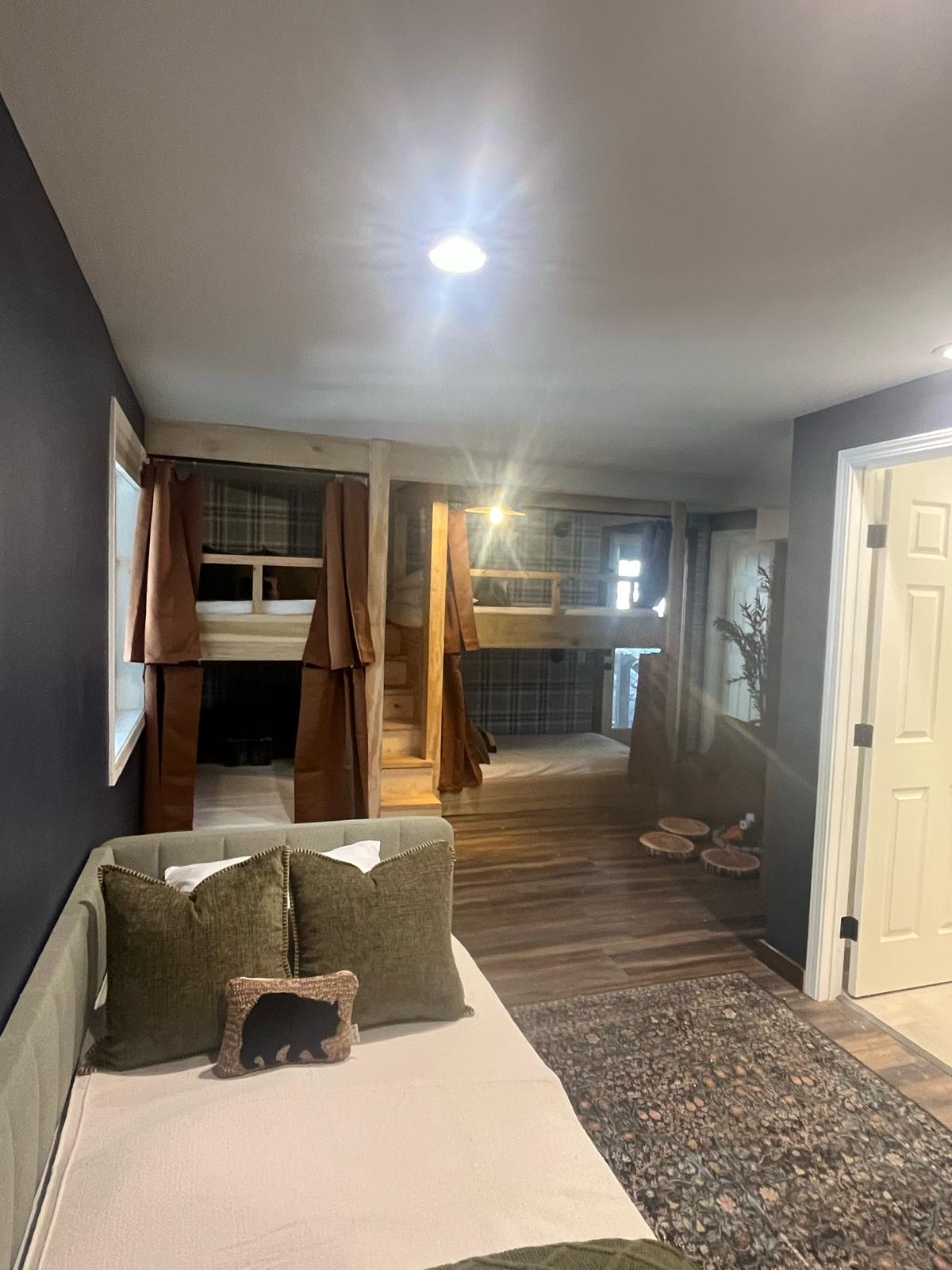 Custom bunk room with built-in twin bunks