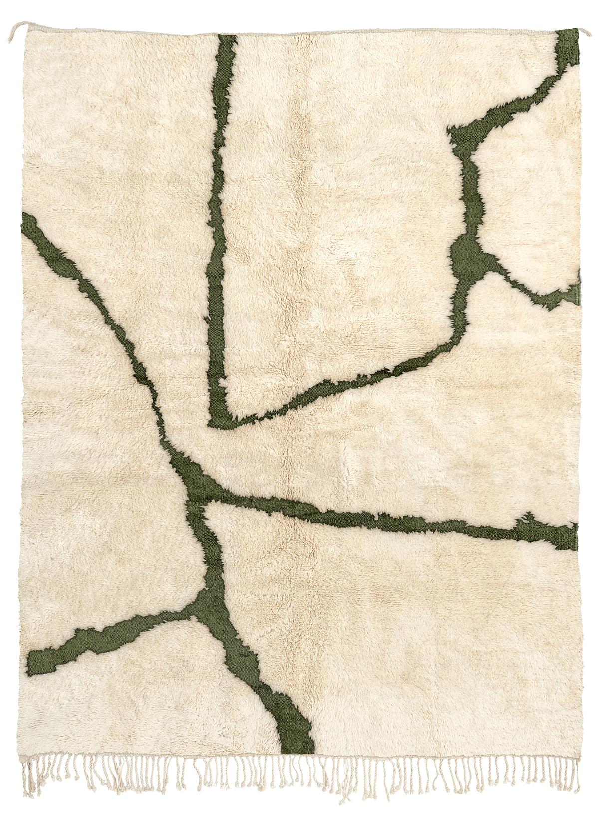 Garden Path Natural Wool + Sage Green - Beni Rugs
