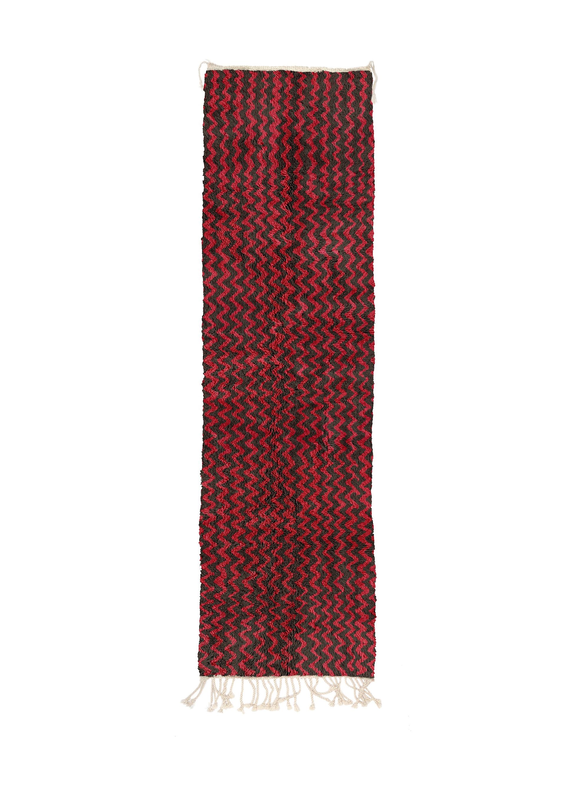 Azra - Runner Chocolate Brown + Pompeian Red - Beni Rugs