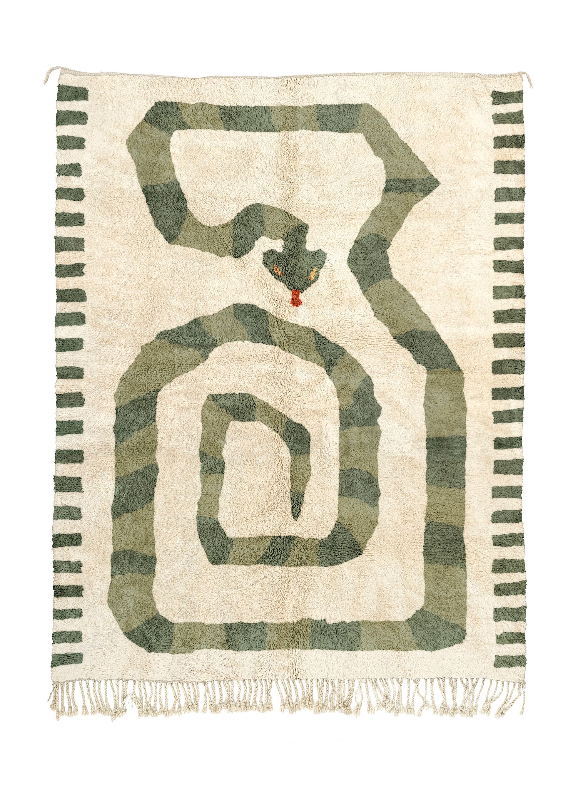 ハリウッド ゼン アンド ナウ El Hansch Natual Wool + Sage Green - Beni Rugs