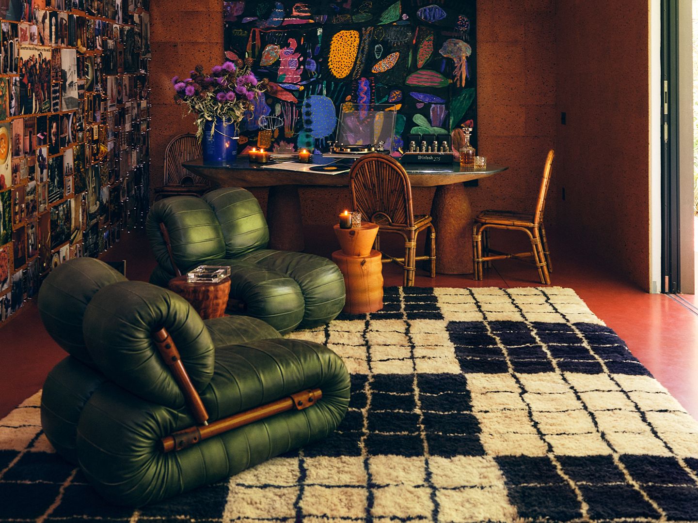 Flower Floor Oat + Chocolate Brown - Beni Rugs