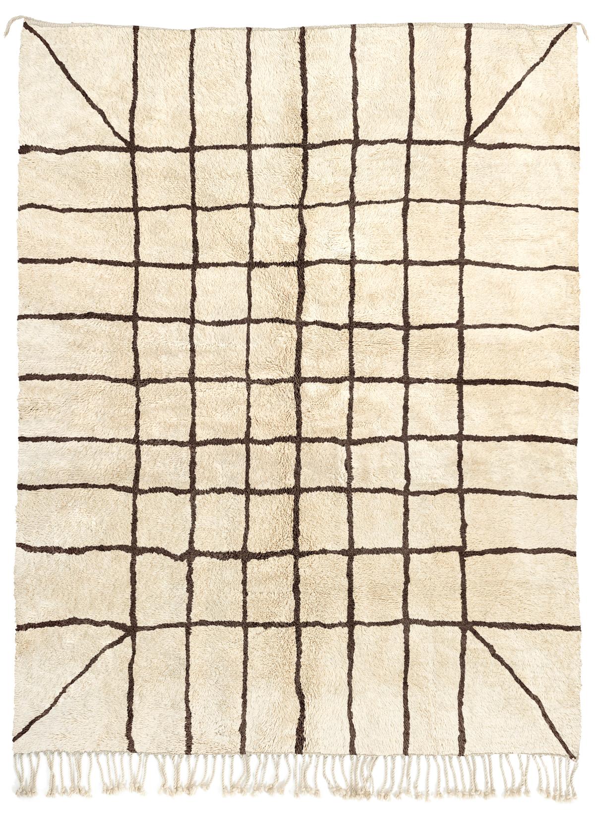 Looking Up - Natural Wool + Chocolate Brown - Beni Rugs