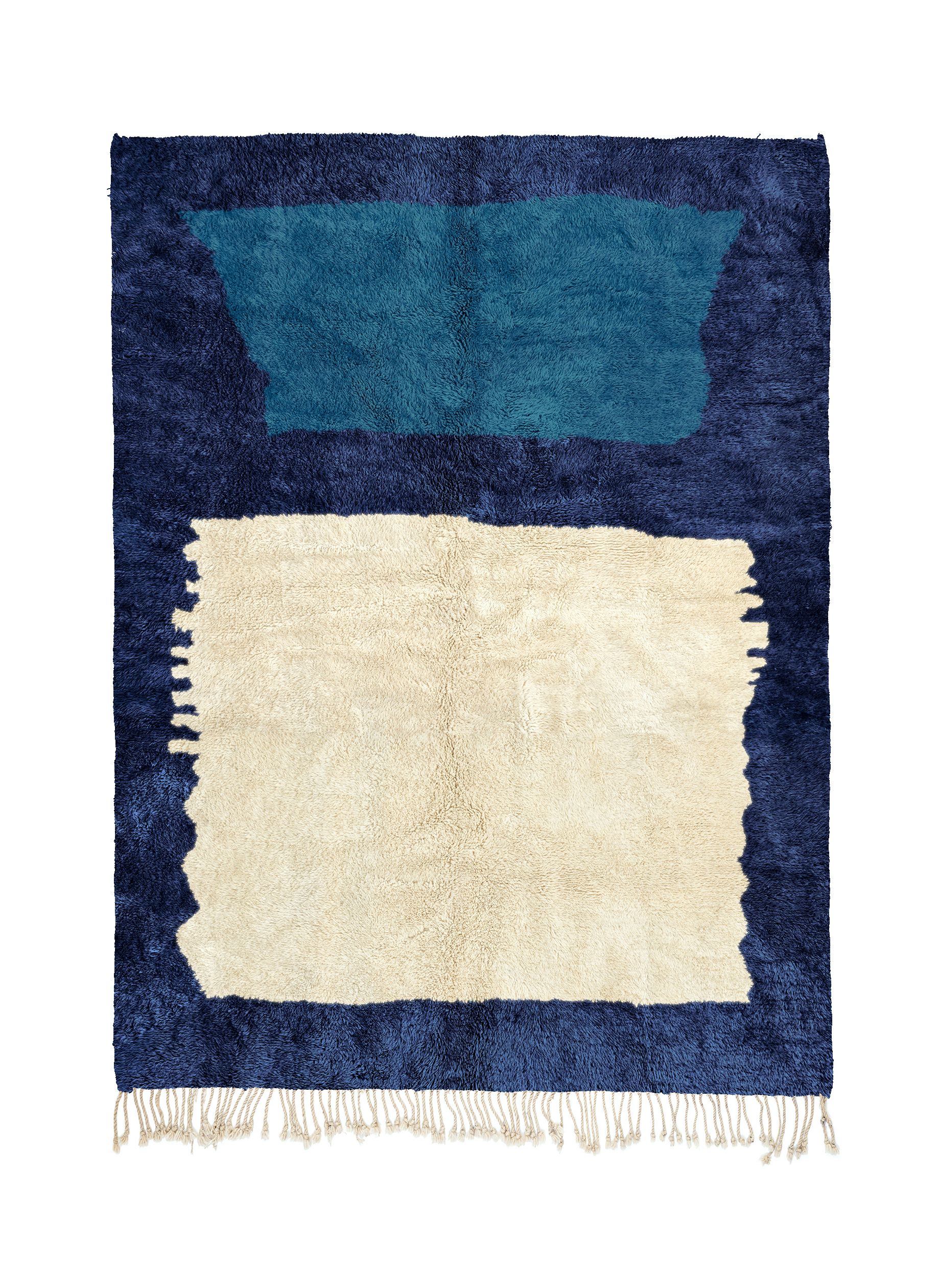 Fields Shadow Blue + Amber - Beni Rugs