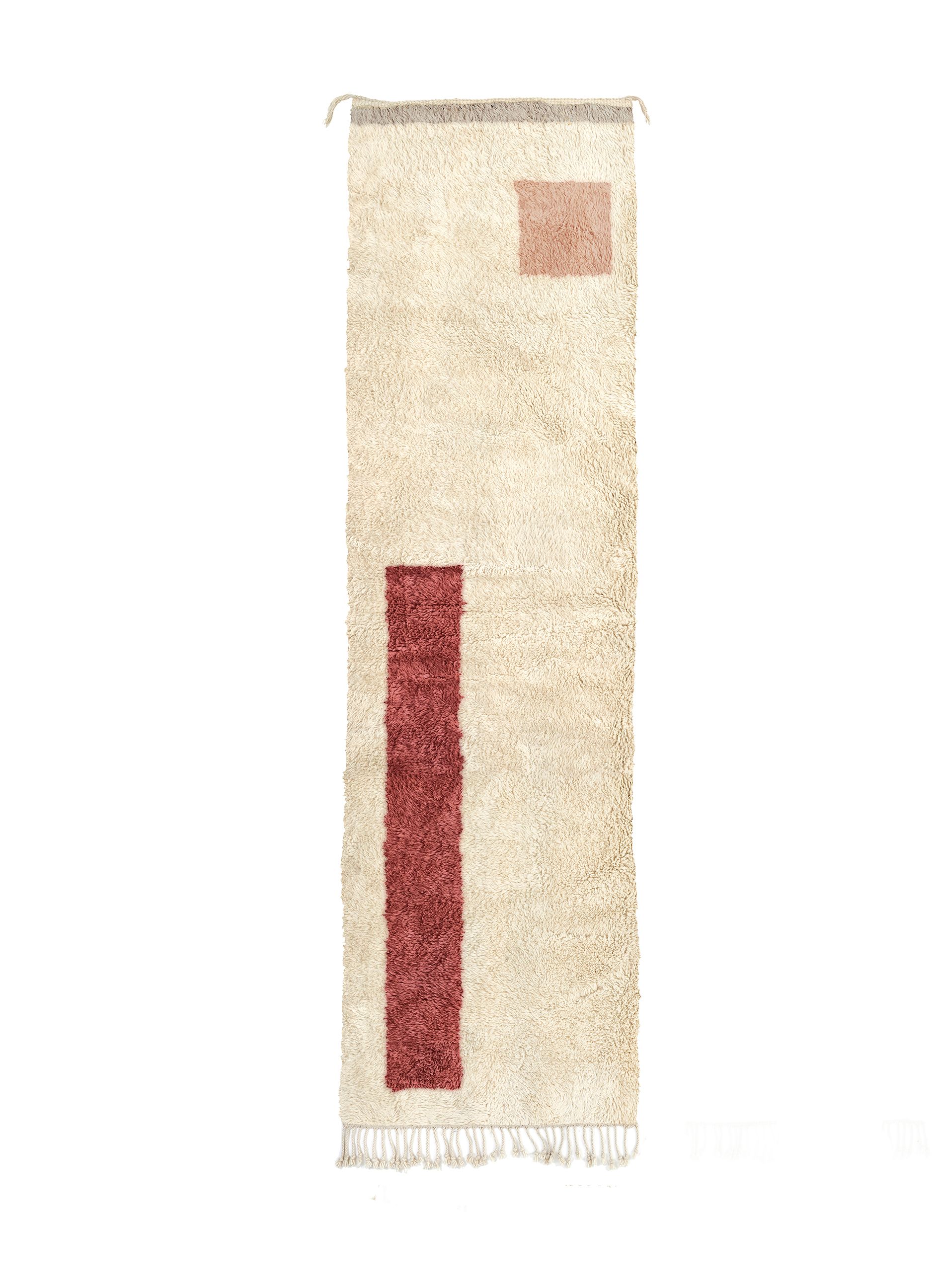 003 - Runner Natural Wool + Midnight Black - Beni Rugs