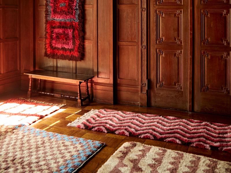 Mixed rugs in living room. 