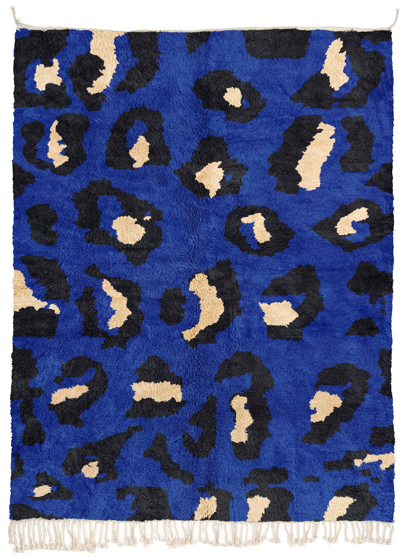 tappei ラグ Leopard Majorelle Blue + Midnight Black + Oat - Beni Rugs