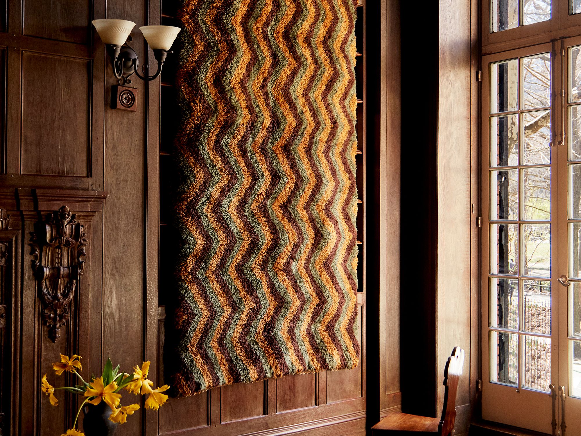 アカネのペルシアン Ayaz Sage Green + Chocolate Brown + Ochre - Beni Rugs