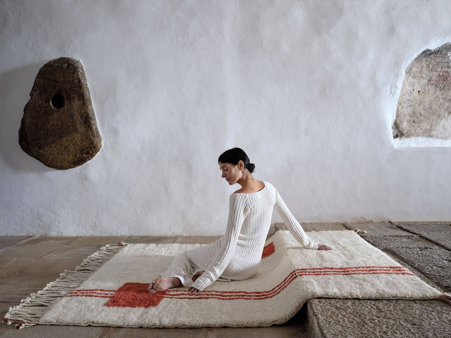 Through Line Natural Wool + Sienna - Beni Rugs