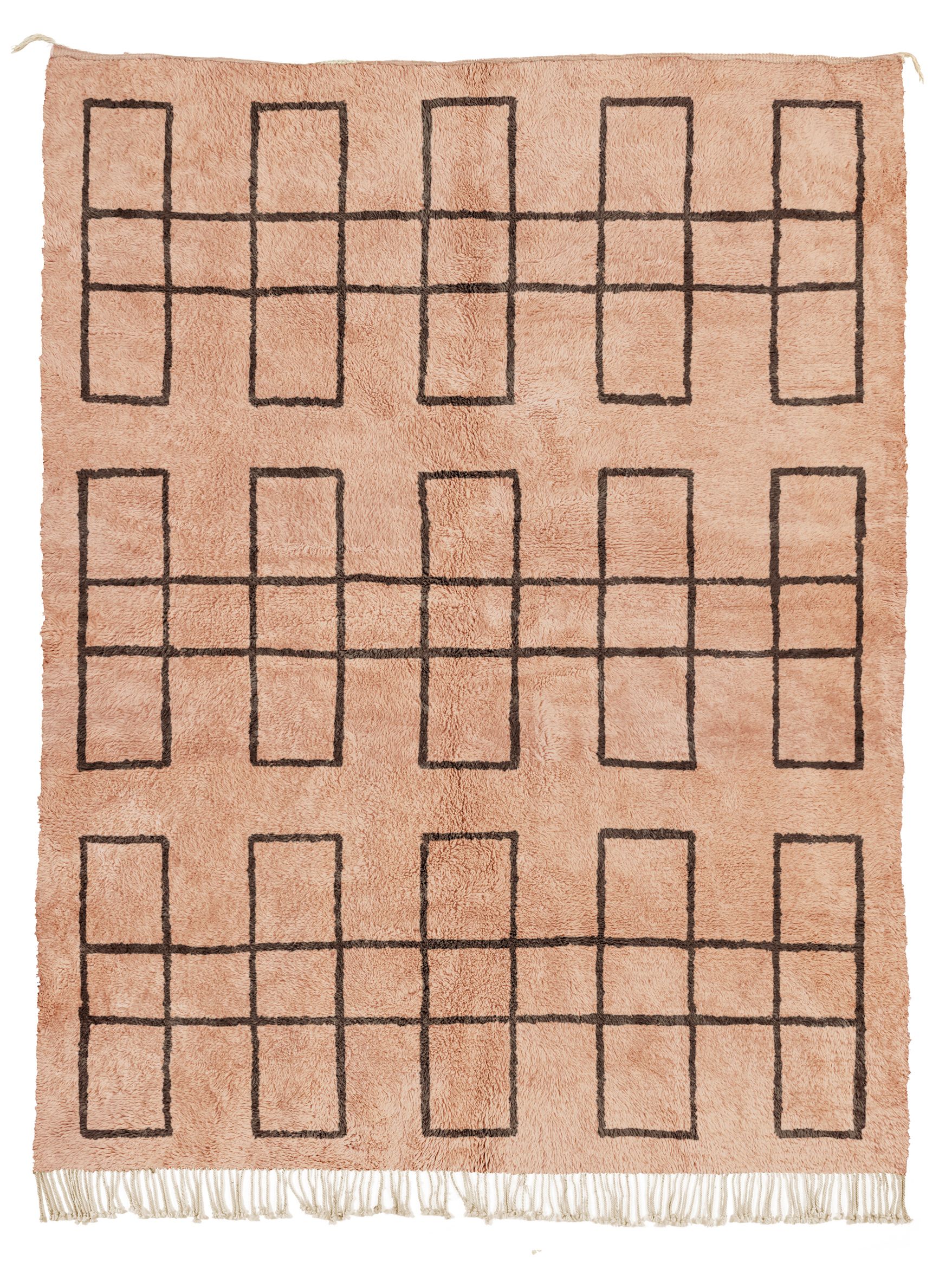 Mapped Natural Wool + Chocolate Brown - Beni Rugs