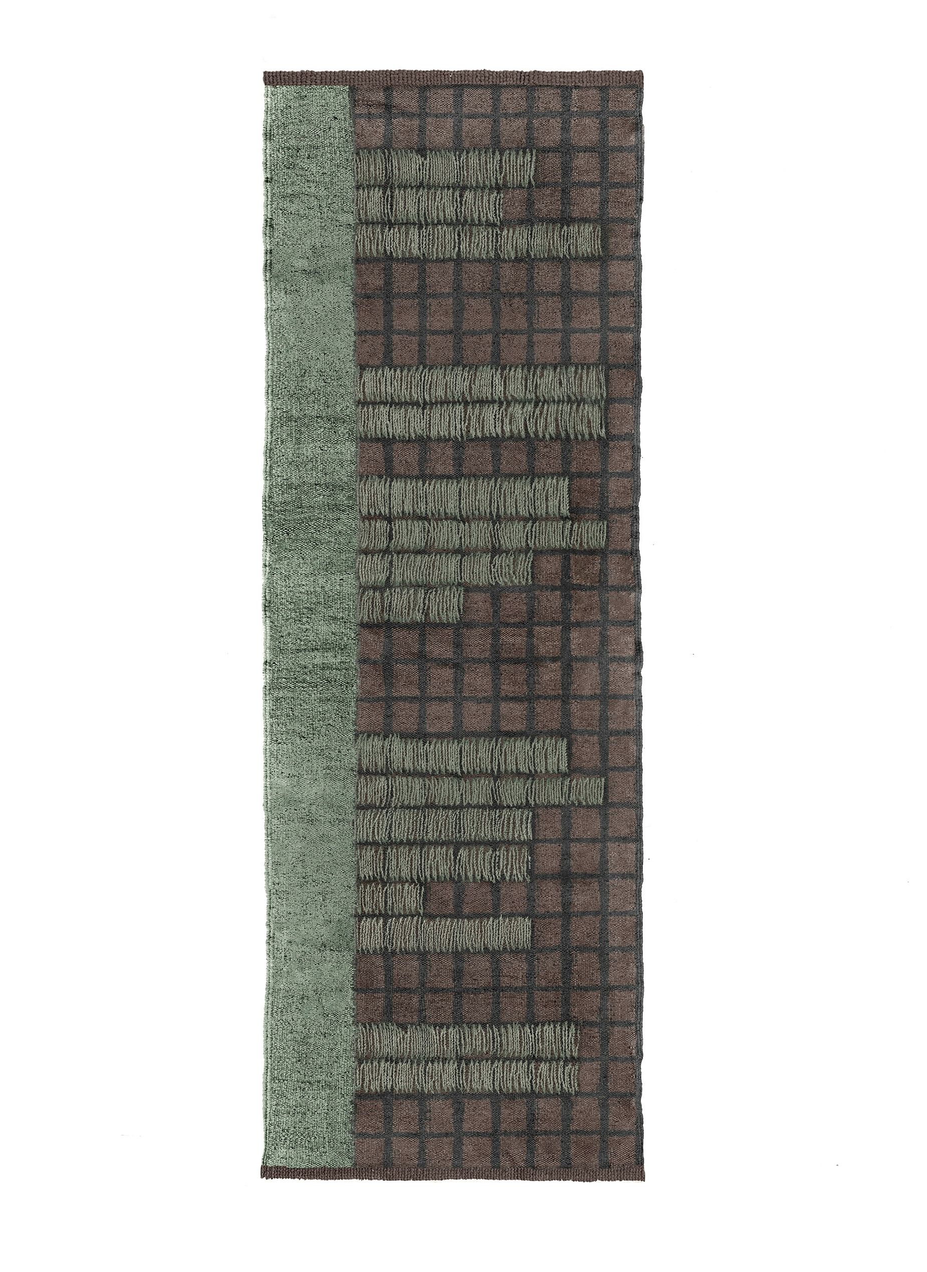 【新品】neru design kozara BRUNT LILY olive② PRO-0220 Runner - Beni Rugs