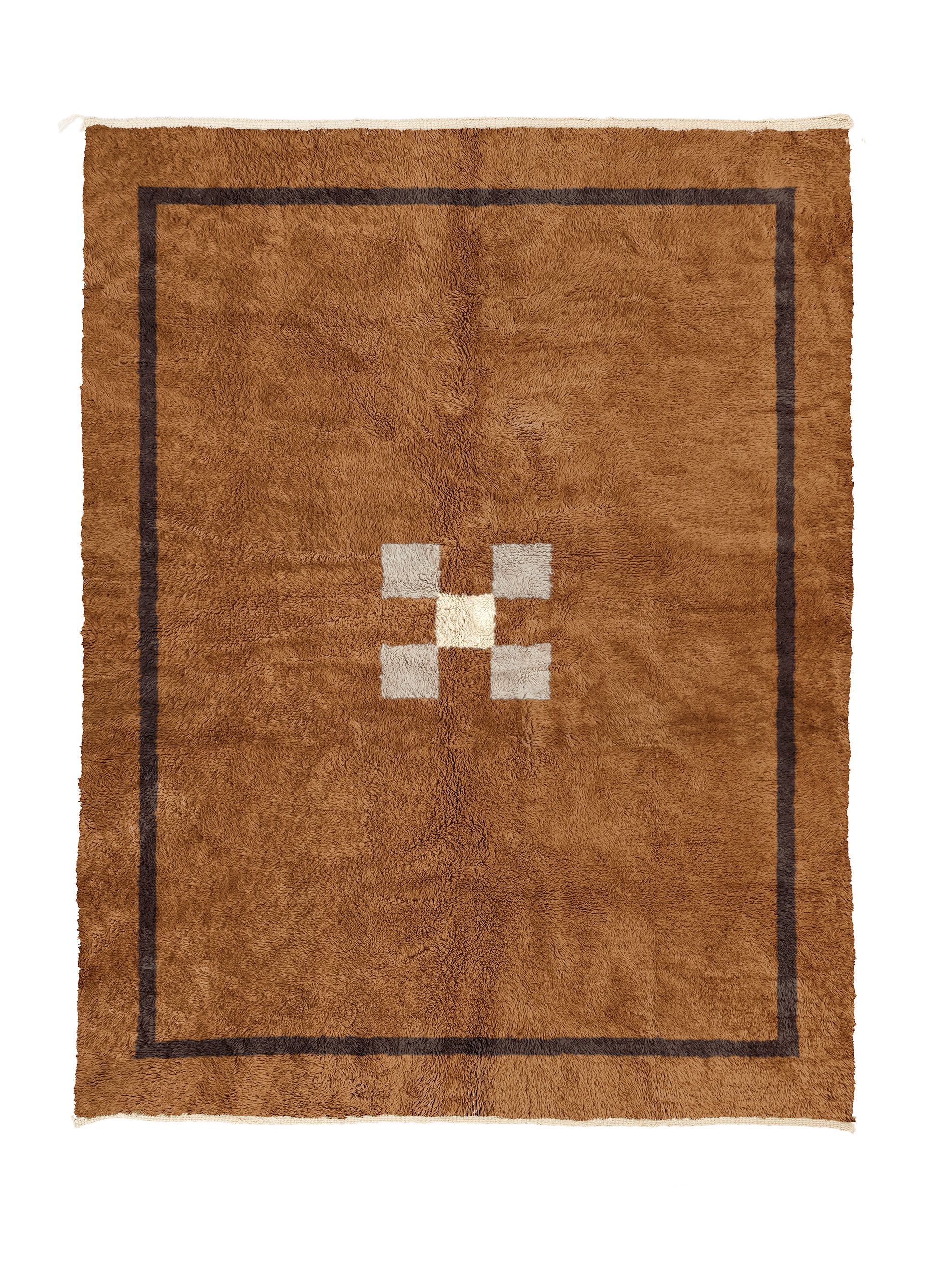 Balustrade - Medium Brown + Chocolate Brown + Natural Wool - Beni Rugs