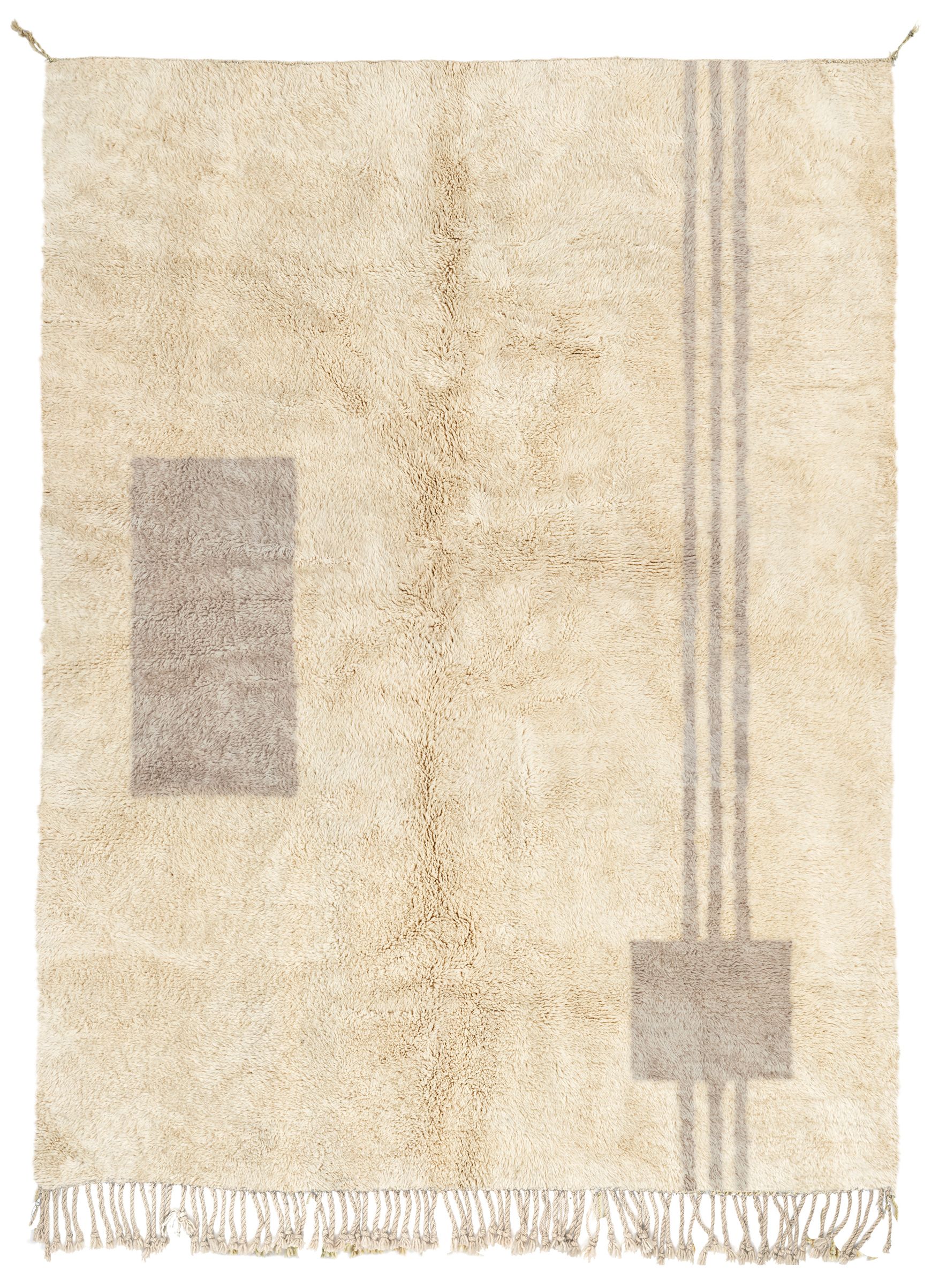 Through Line Natural Wool + Taupe - Beni Rugs