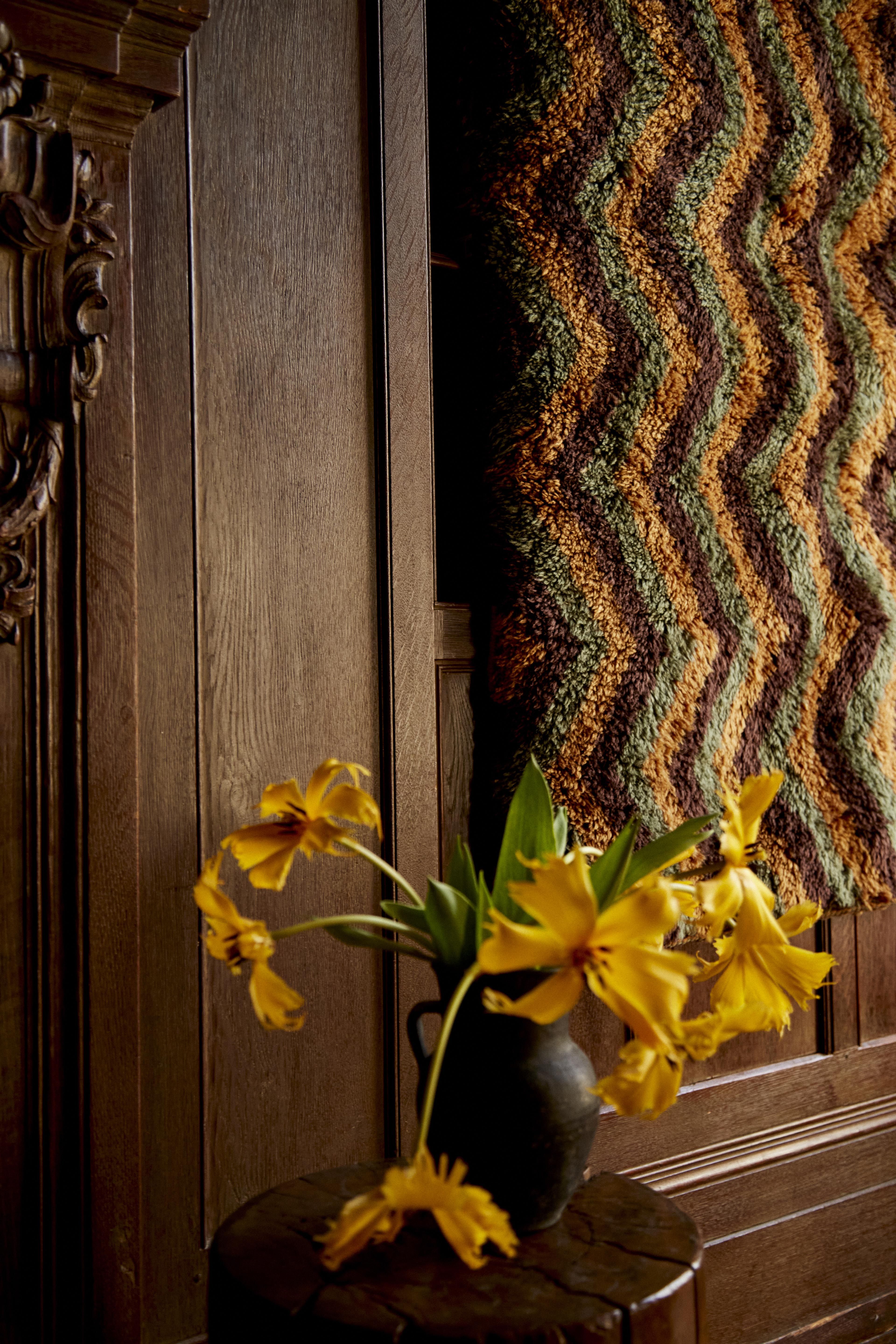 Ayaz Sage Green + Chocolate Brown + Ochre - Beni Rugs