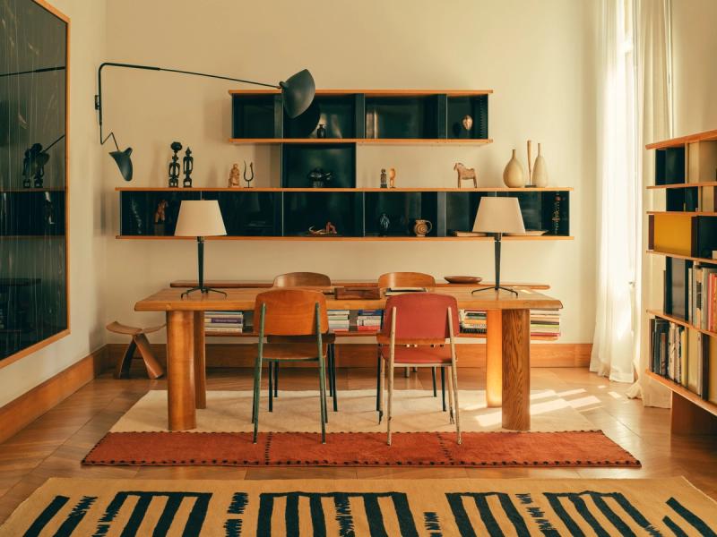 STA-0203 rug under a table and chairs. 