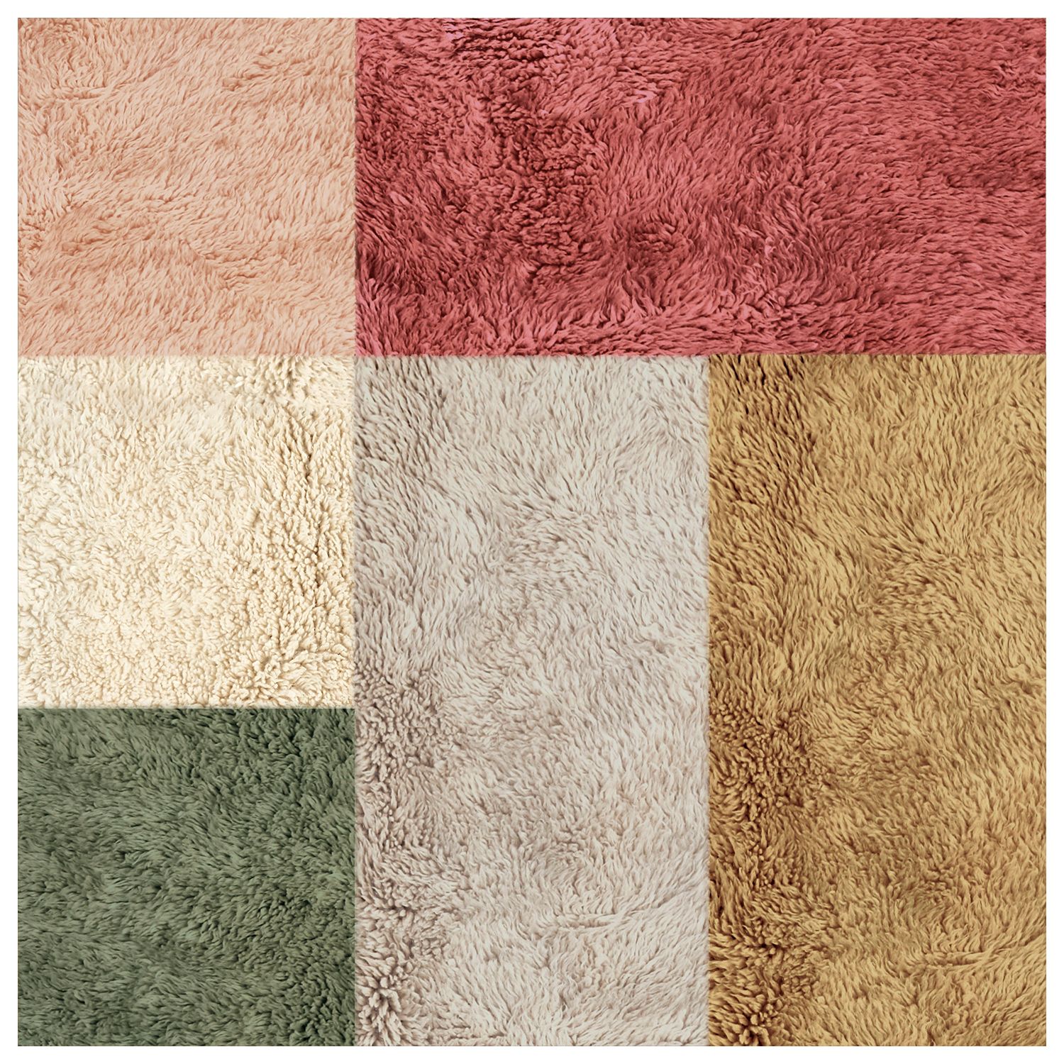 70's クロス柄 パッチワーク リアルムートン Rug D.STOCK Broken Symmetry Pom Bundle - Beni Rugs