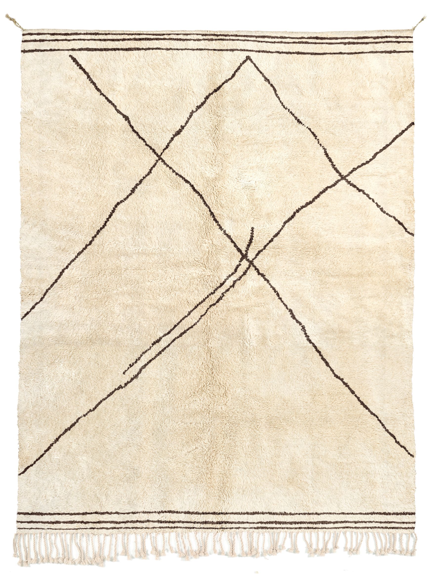 Slope Natural Wool + Chocolate Brown - Beni Rugs