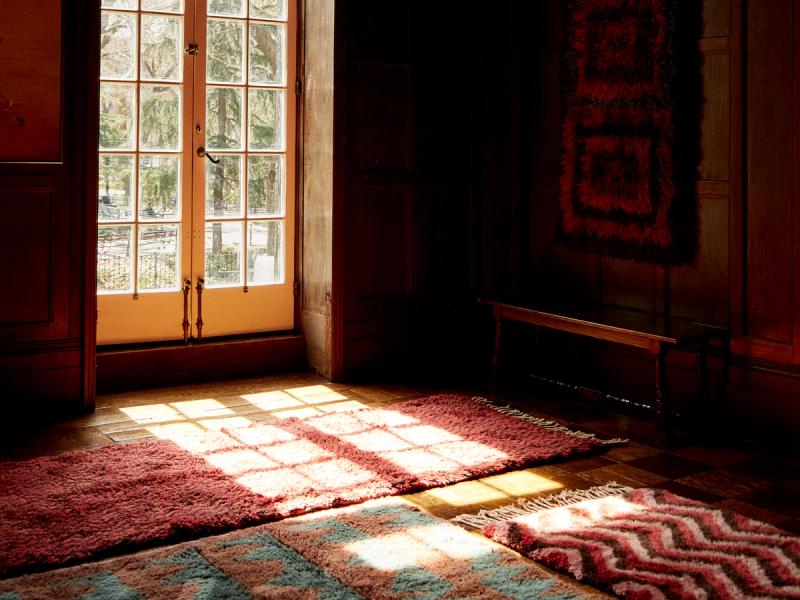 Mixed rugs in living room. 