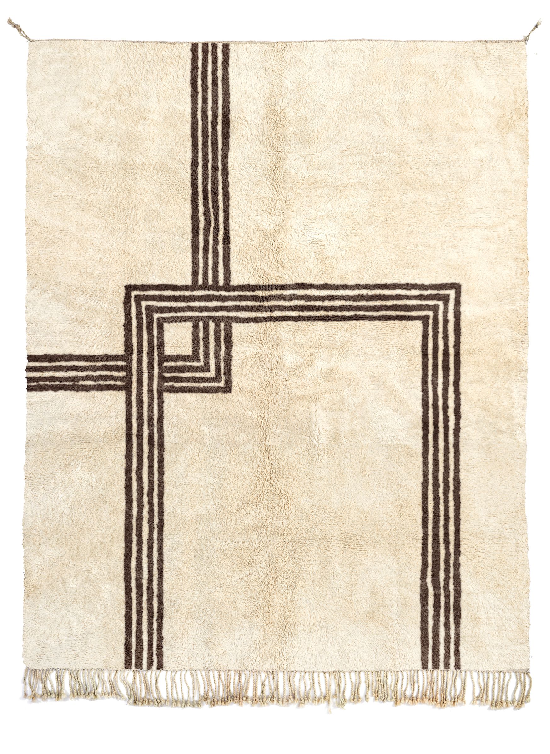 Overlap Natural Wool + Chocolate Brown - Beni Rugs