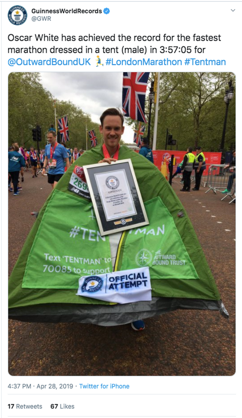 tentman on twitter - guiness world record for promoting the benefits of getting outdoors
