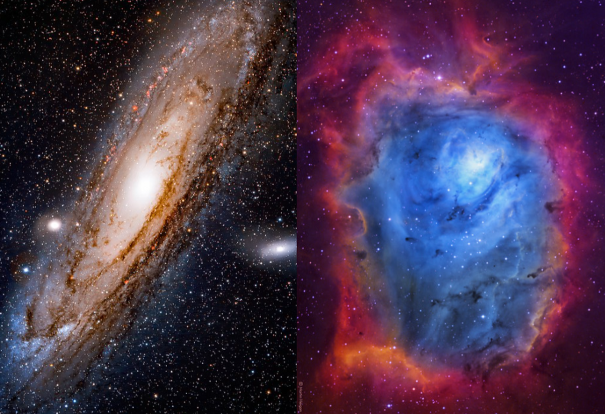 comparison between a galaxy and a nebula