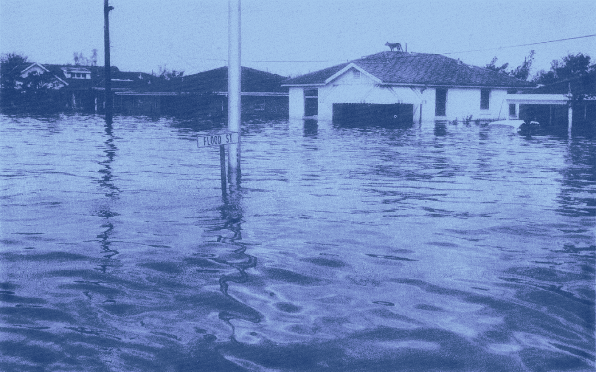 A photograph of Flood Street in New Orleans, completely flooded.