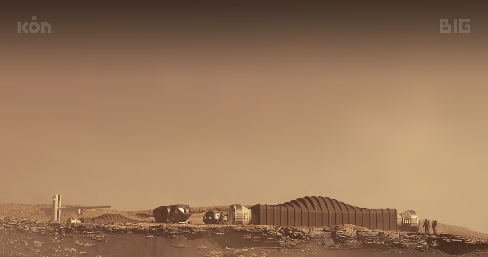A rendering of a colony on Mars.