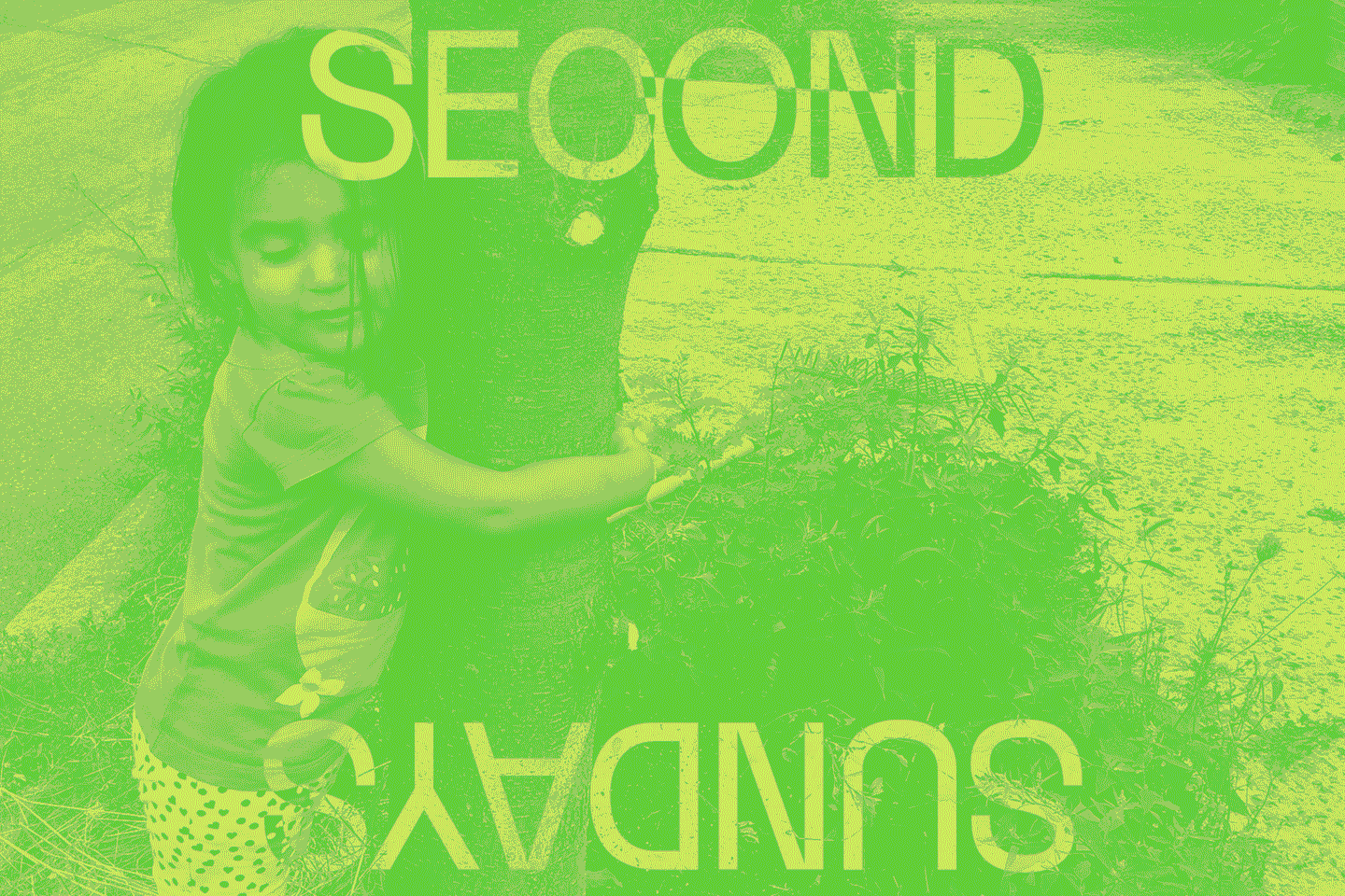 Green gif that reads "Second Sundays" over a collage of images