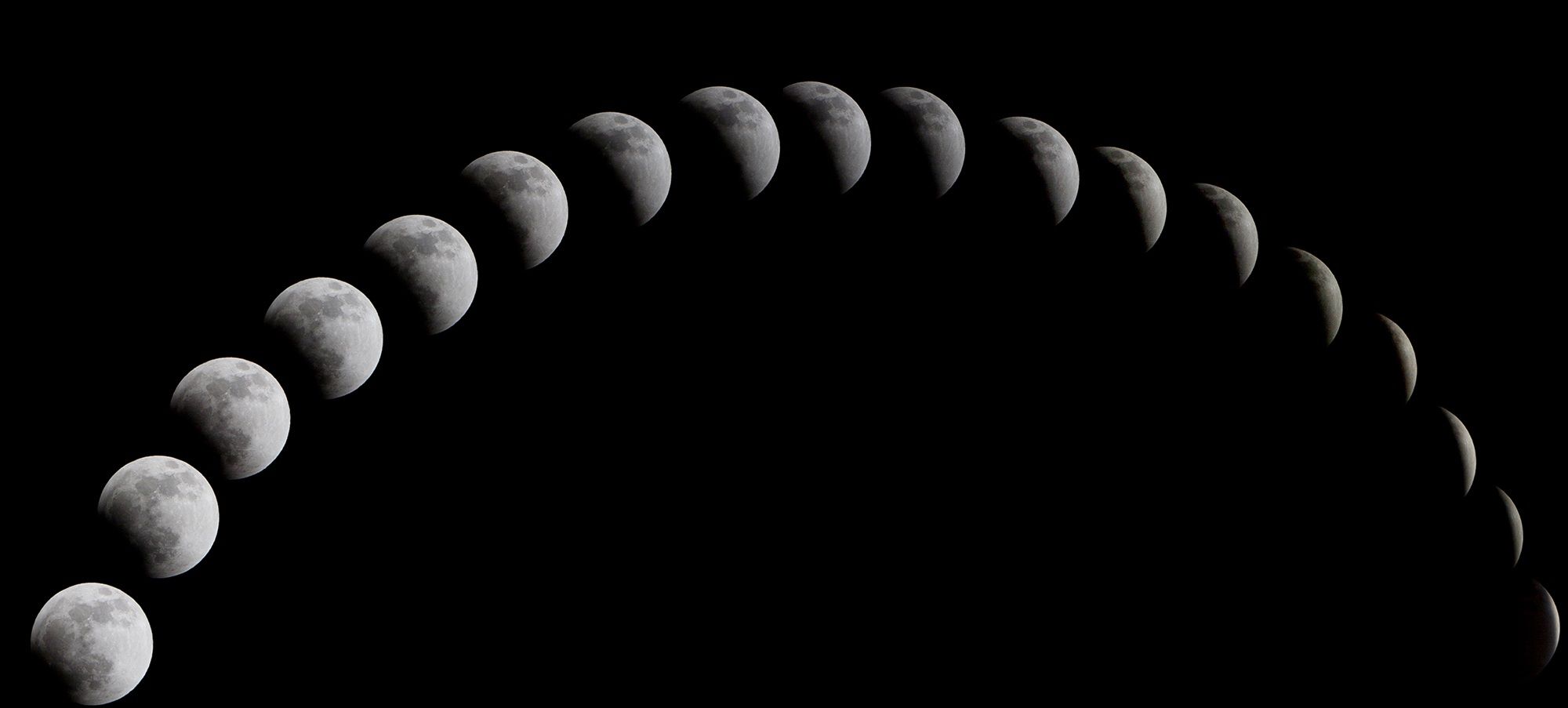 The progression of lunar phases through a cycle.  This is the cycle of shapes in a lunar eclipse - similar but not identical to the monthly cycle.