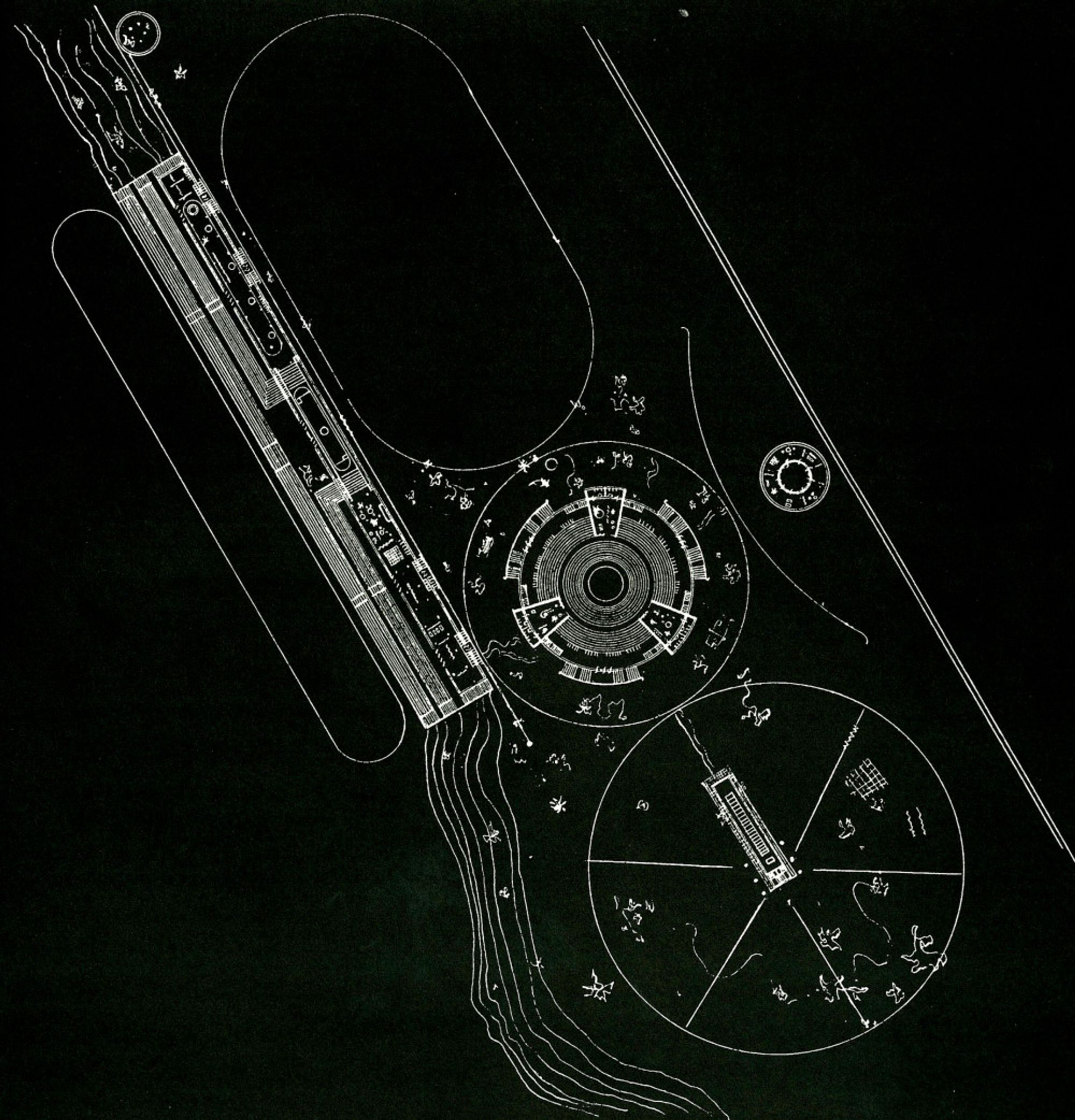 A Soviet-era utopian community blueprint. 