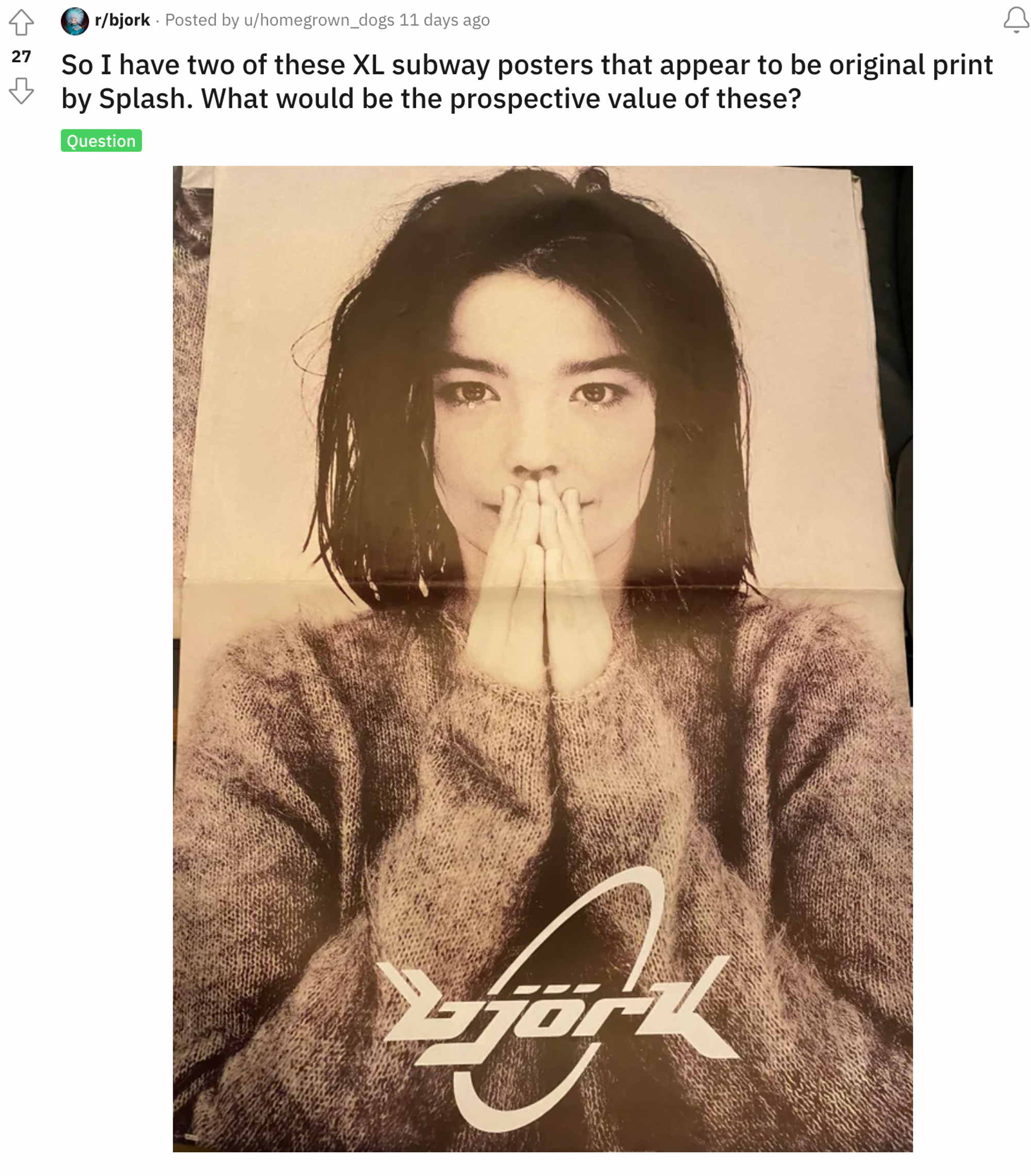 Reddit post about Björk XL subway posters
