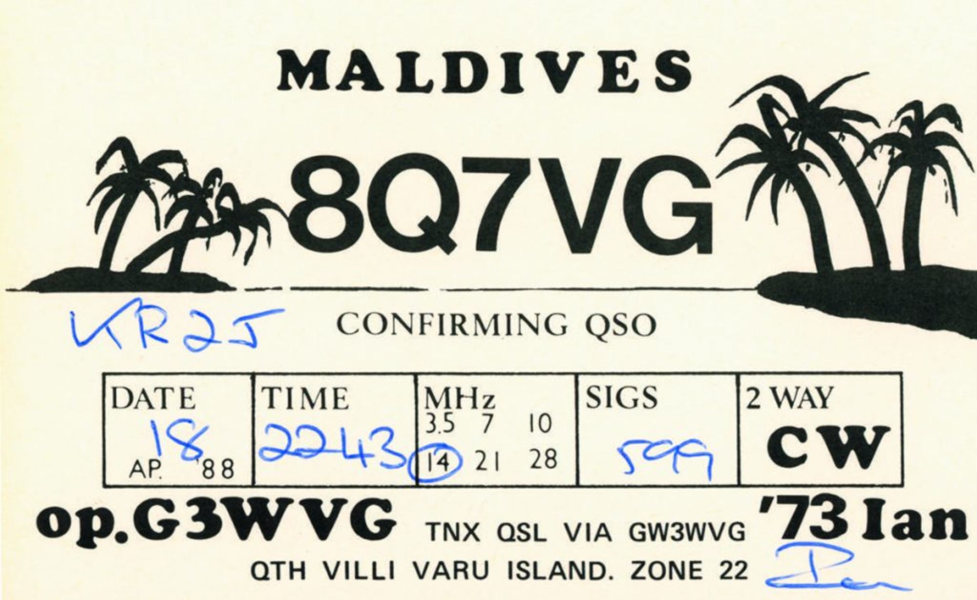 QSL amateur radio operator card.