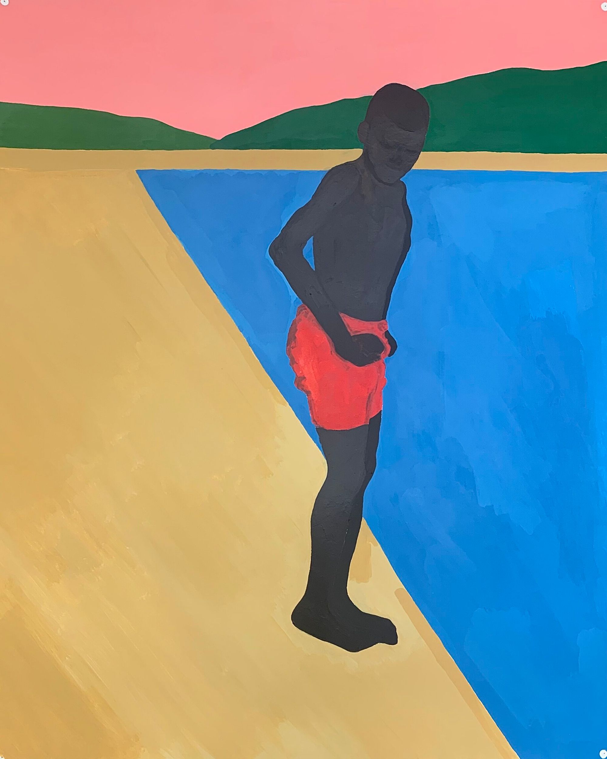 black figure by the pool