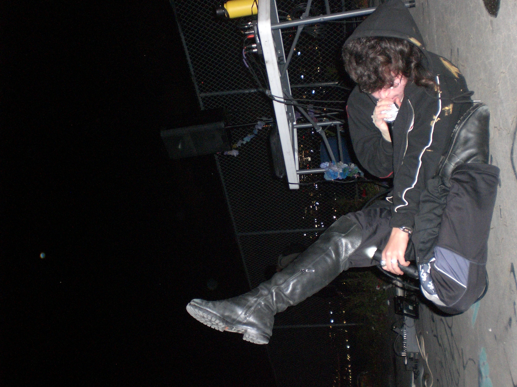 Artist Annihil rolling around while performing