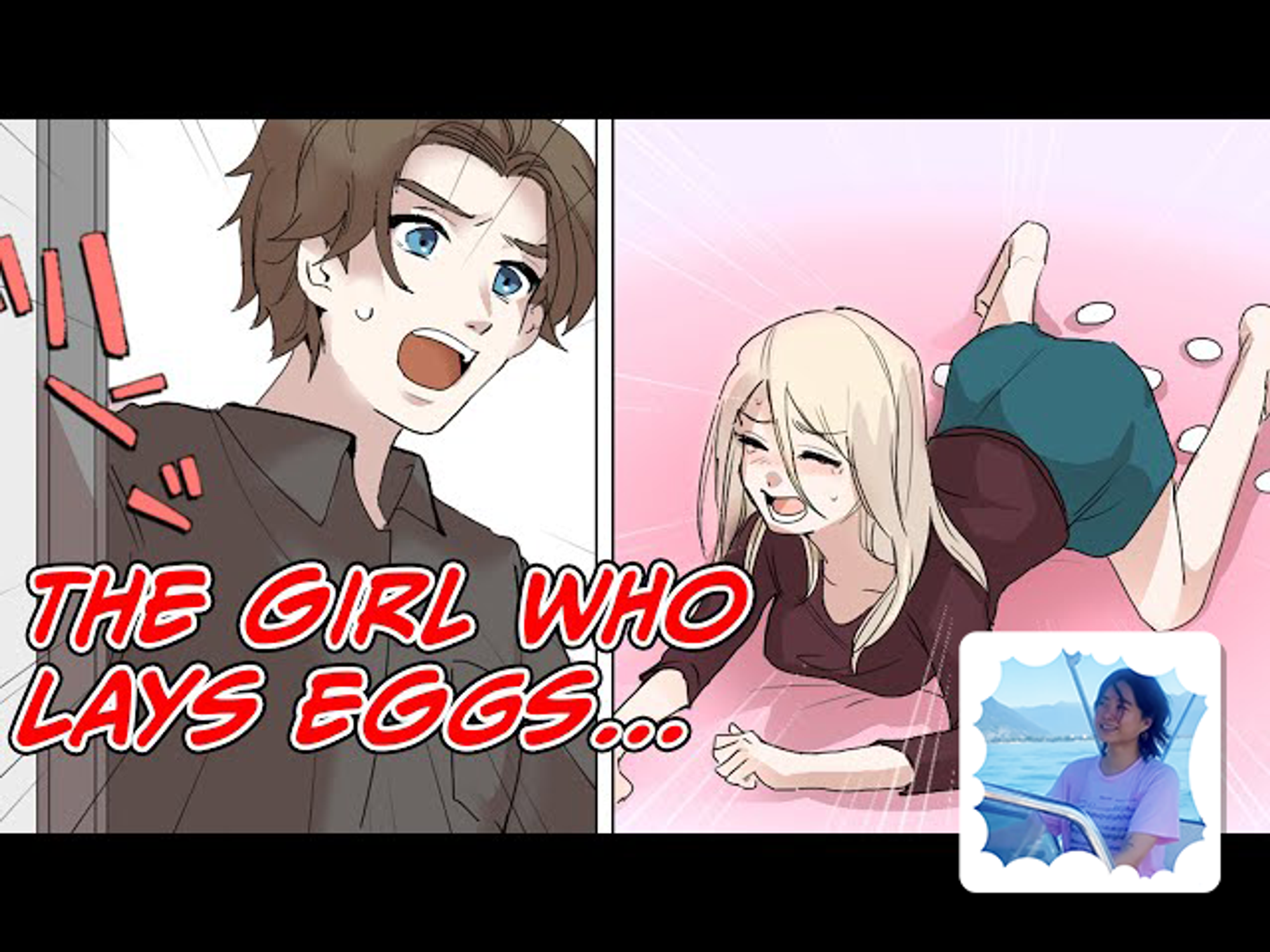 A manga girl laying eggs