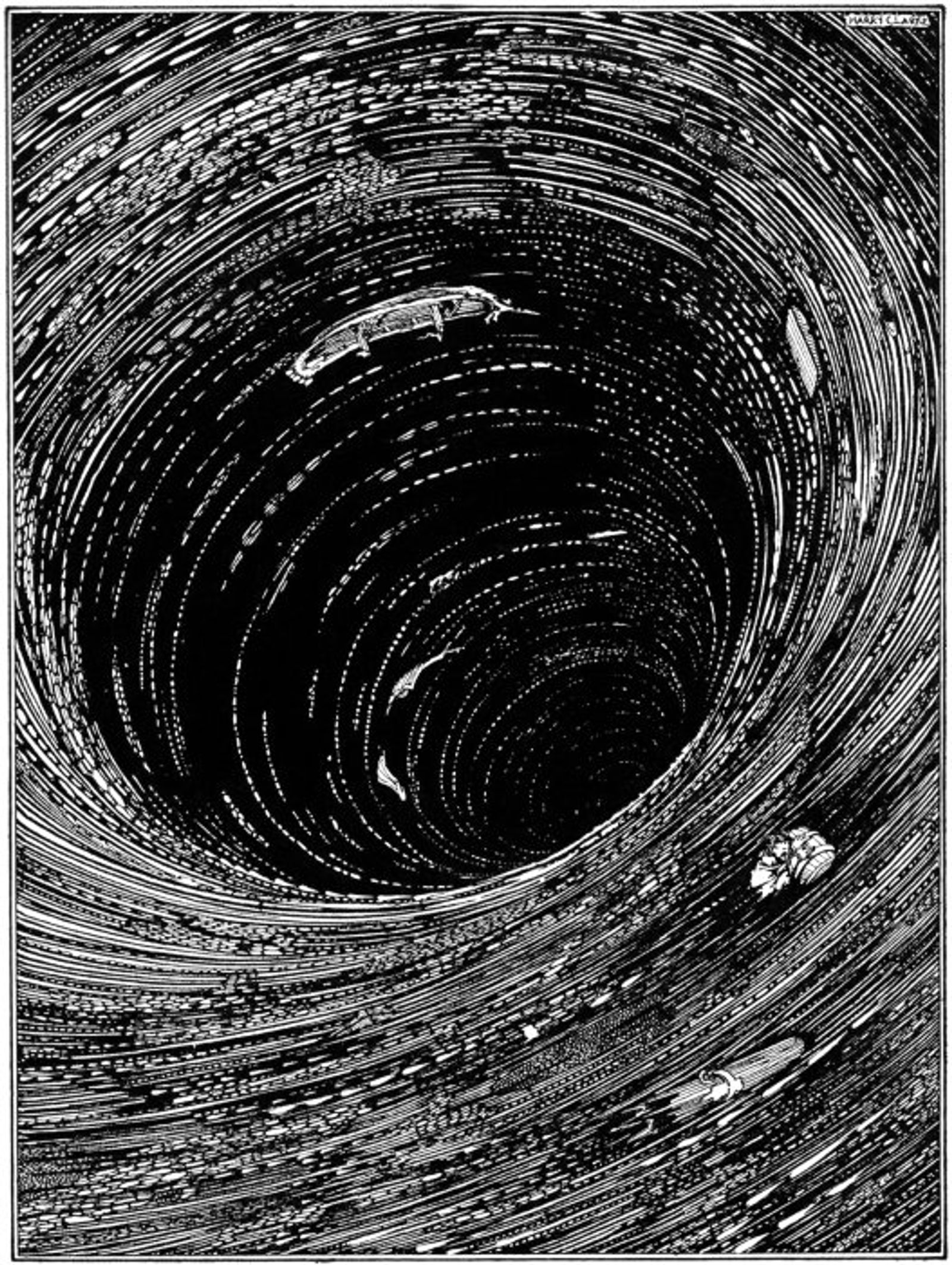 Illustration for the Edgar Allan Poe story "Descent into the Maelstrom" by Harry Clarke (1889-1931), published in 1919