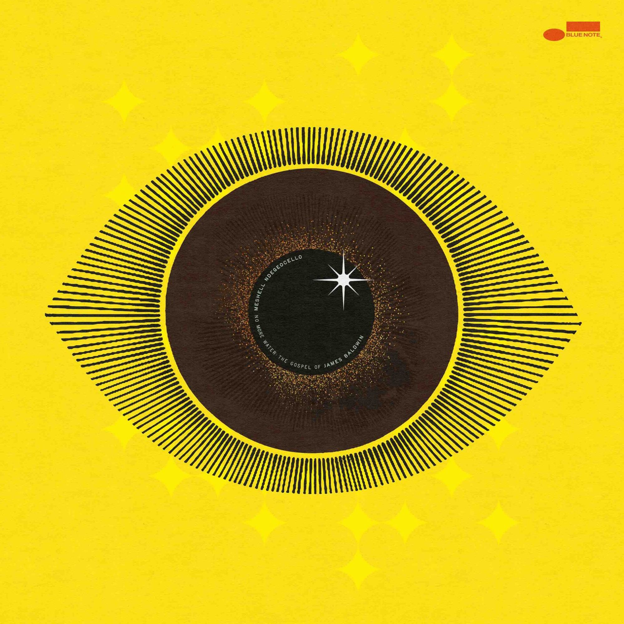 The album cover for Meshell Ndegeocello’s No More Water album, featuring an sparkling, animated eye against a yellow background.