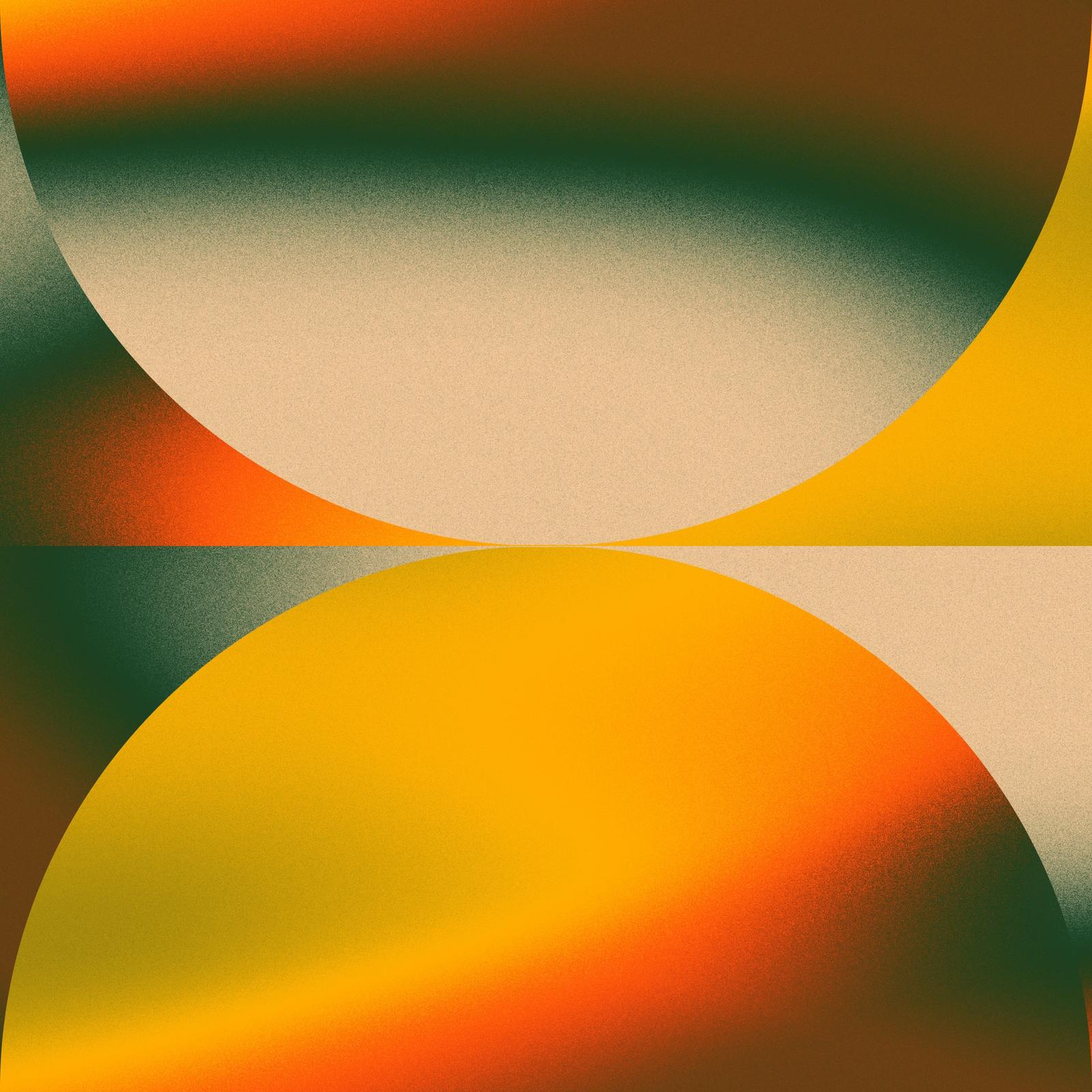 A multi-color graphic with shapes and gradients