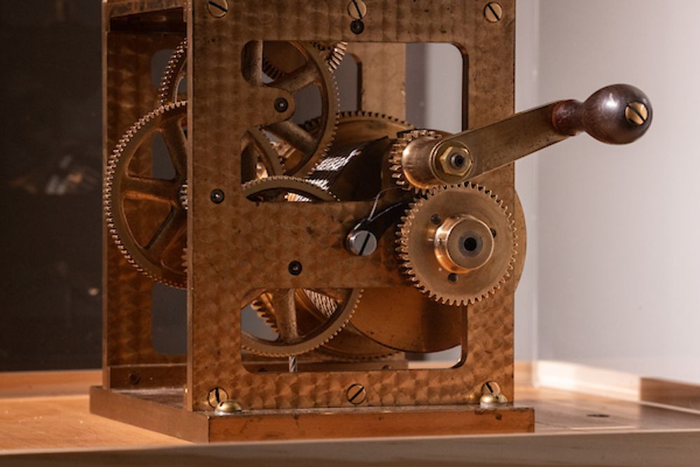 Photo of the restored clock drive at Pioneer Works, 2025.